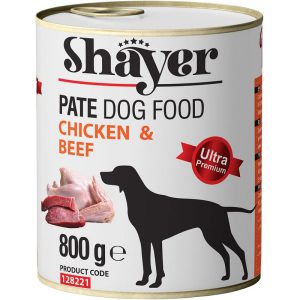 قیمت و خرید کنسرو سگ شایر باطعم گوشت و مرغ 800 گرم (Shayer Beef & Chicken Dog Food )
